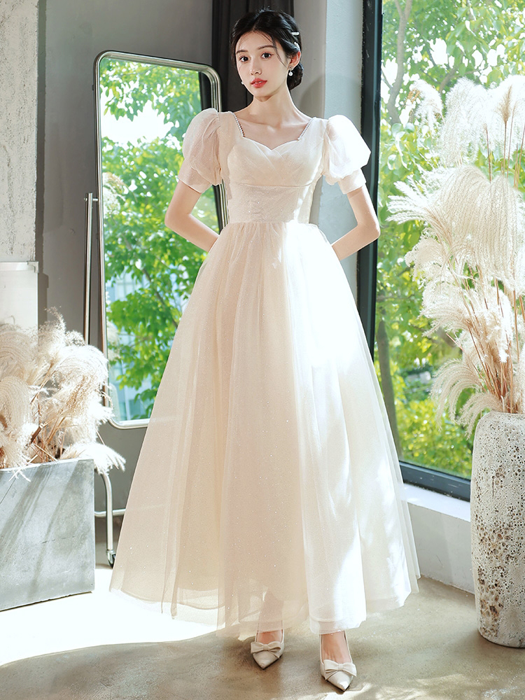 Evening dress for bride, long fitted bridesmaid dress, Korean style Evening dress for bride, long fitted bridesmaid dress, Korean style
