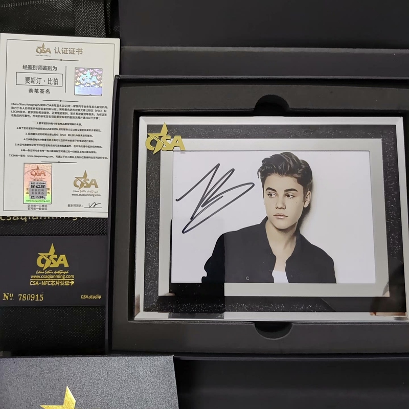 Justin Bieber's Autographed Photo with Certificate (Built-In Chip) as a Birthday Gift for Friends and Besties