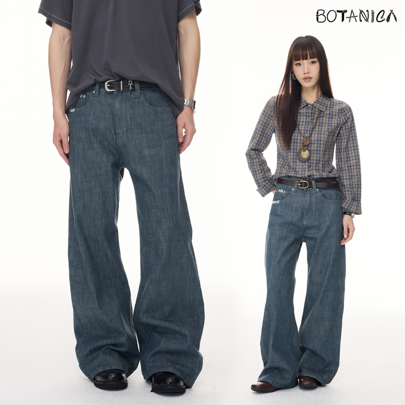Botanica Lake Green Original Color Jeans Denim American Retro Vintage Money-Flower Micro-Flare Cleanfit Long Pants