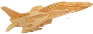 Puzzle Toy F16 Fighter Jet Wood Assembled Model Four United Wooden High Simulation Model 3D Solid Puzzle