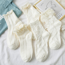 White jk socks womens tube ins tide cute Japanese cotton summer thin models lolita lace stockings spring and autumn
