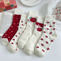 Socks womens mid-tube socks summer thin cotton ins tide cute Japanese Korean stockings long tube spring and autumn cotton