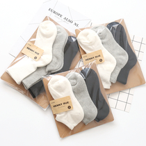 South Korea ulzzang tube socks women autumn and winter black and white gray solid color thickened towel bottom terry socks cotton socks men