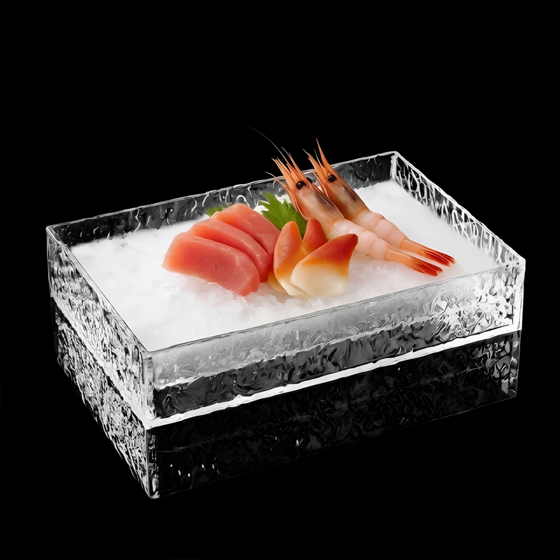 Transparent Acrylic Ice Tray Seafood Sashimi Platter Hot Pot Snowflake Wagyu Sushi Display Plate Banquet Exquisite Tableware Transparent Acrylic Ice Tray Seafood Sashimi Platter Hot Pot Snowflake Wagyu Sushi Display Plate Banquet Exquisite Tableware