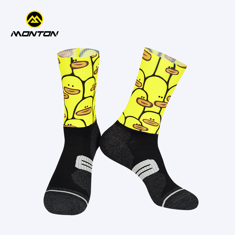 Monton Pulse Riding Socks Sweat Absorbing Sports Socks Breathable Men's and Women's Stockings Little Yellow Duck