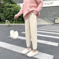 Korean version of small thick woolen pants women loose net red grandma pants wide legs nine radish pants children tide brand