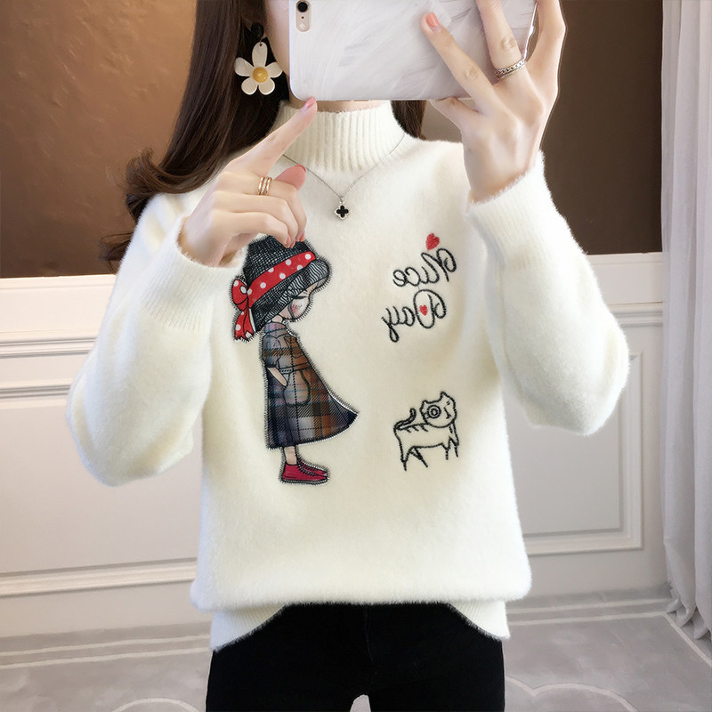 Big girl gold mink sweater autumn and winter junior high school girls 14 middle school children thickening high school pullover bottoming shirt tide