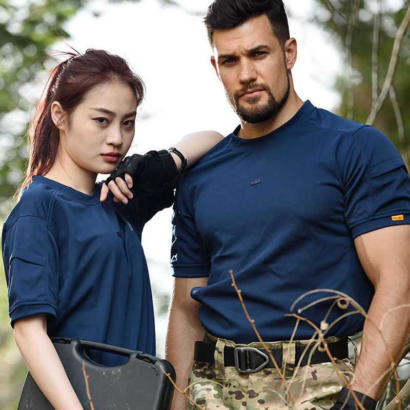 Summer Outdoor Military Training Short-Sleeve Coolmax Quick-Dry Multi-Pocket T-Shirt Instructor Workwear Breathable Ice Silk Half-Sleeve