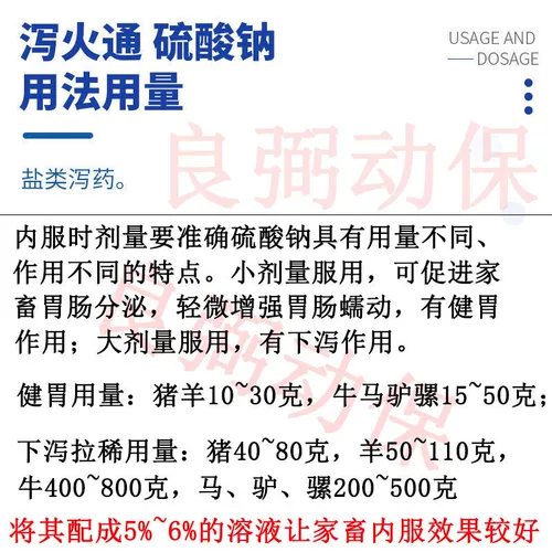 Ветеринарные гранулы сульфата натрия для укрепления желудочной солевой свиньи, крупного рогатого скота, овец, лошадей, куриной кожи и запора азота очищают тепло и снимают огонь, чтобы облегчить кожу стула и порошок соли стула