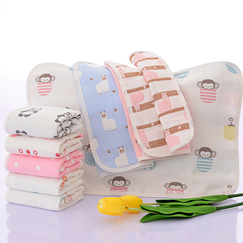 Bông gạc sáu lớp Jacquard trẻ em Gối mồ hôi trẻ em mẫu giáo mềm mẫu đơn Gói bán buôn khăn gối