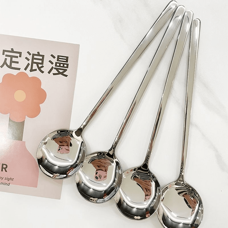 厚みのあるステンレス製の長柄韓国式スプーン、家庭用ダイニングスプーン、ミキシングスプーン、高見えスプーン、食べるスプーン