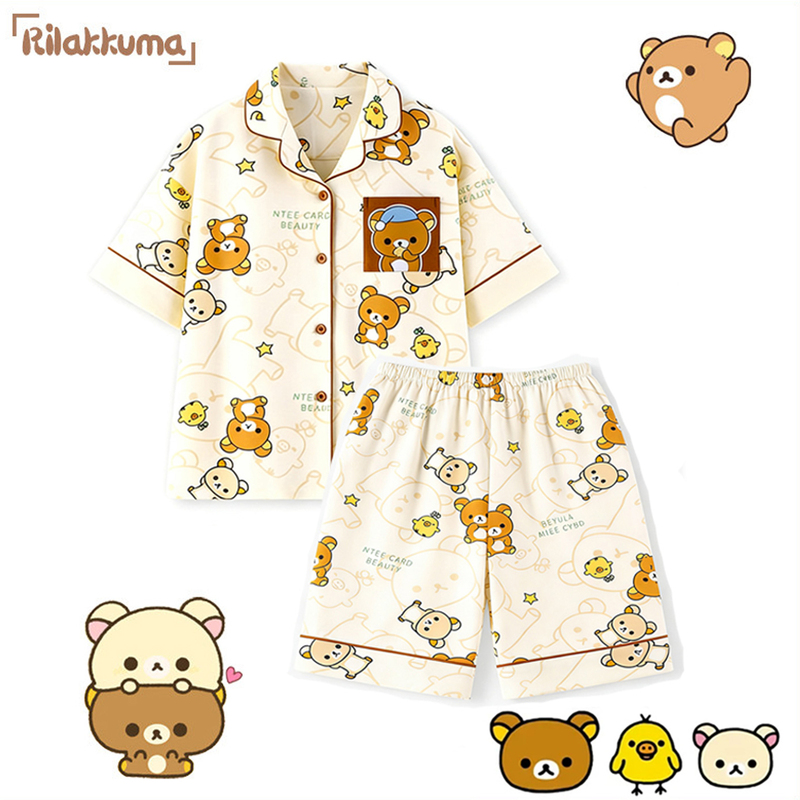 Rilakkuma Pajamas for Women 2026 New Early Spring and Summer Pure Cotton Short-Sleeved Large Size Cartoon Home Wear Set Thin