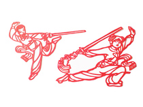 Sports Activities Sword Dancing Martial Arts Figures Red Paper-Cut Window Flower Propaganda Decoration Painting Pure Handmade Red Rice Paper S