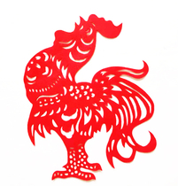 Rooster pop red paper-cut window flower student children children pure hand-cut glass sticker decoration painting trumpet chicken