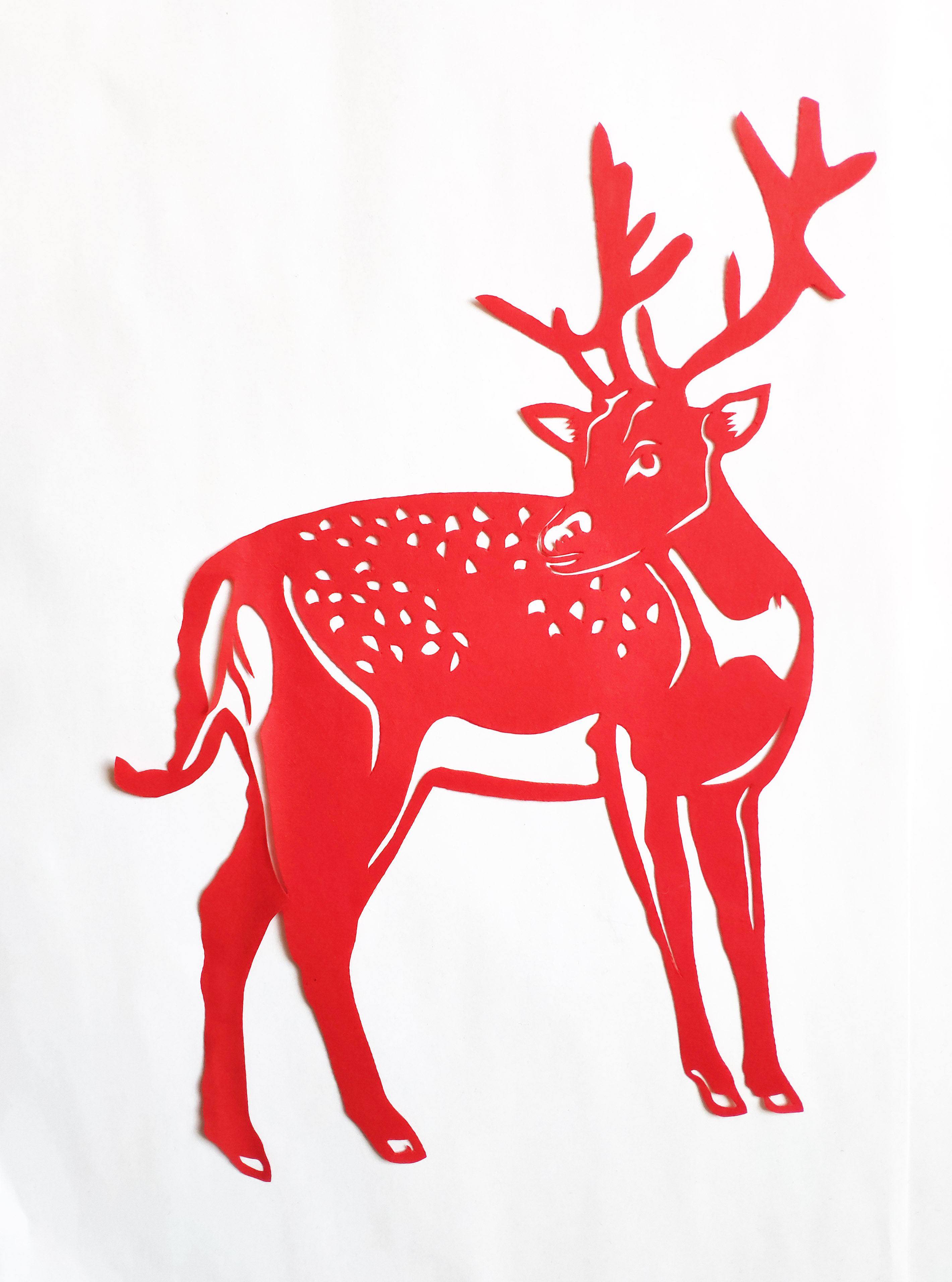 Deer Rabbit Goose duck pig horse paper cut window flower student paper cut hand red paper A4 size