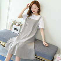 Pregnant Women summer short sleeve dress 2020 fashion long loose fake two-piece A- line dress summer pregnant women top