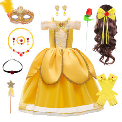 2024 Beauty and Beast Belle Princess Skirt Girls' Holiday Party Dress
