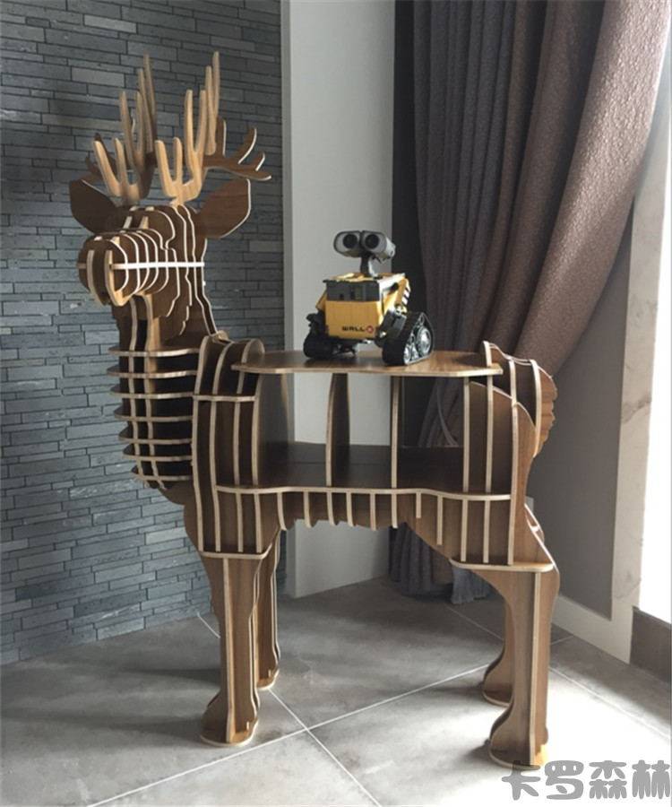 Log stag ornaments three-dimensional animal modeling bookshelf turning head deer rack window floor-to-ceiling ornaments soft props