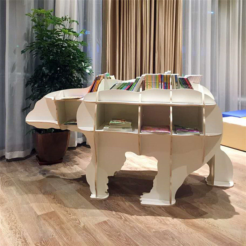 Polar bear bookshelf side a few porch animal shape racks solid wood assembly creative floor ornaments window props