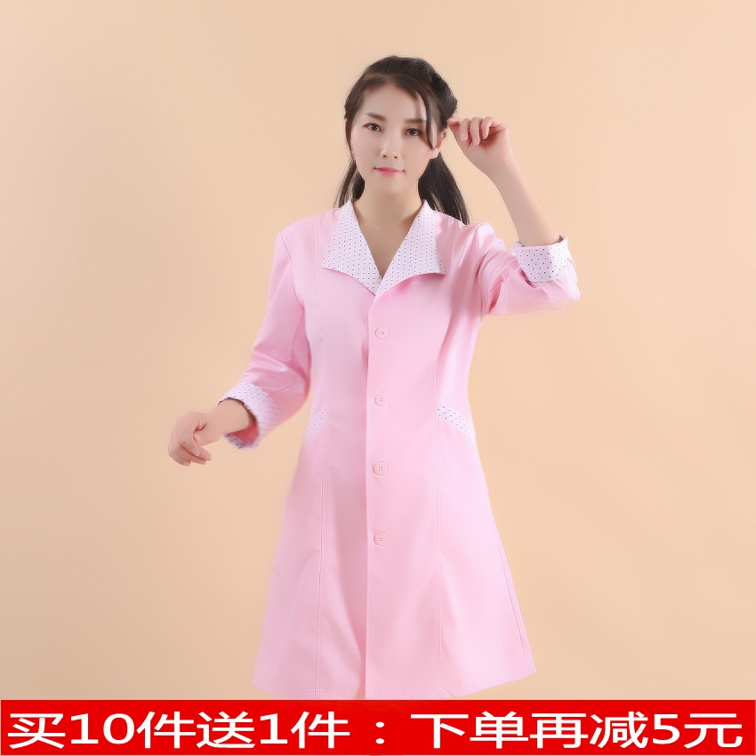 Beauty Dresser Beauty Salon White Great Vest Woman Long Sleeve Nurse Serving Short Sleeve Tattoo Embroidered Skin Management Mid Sleeve Workwear