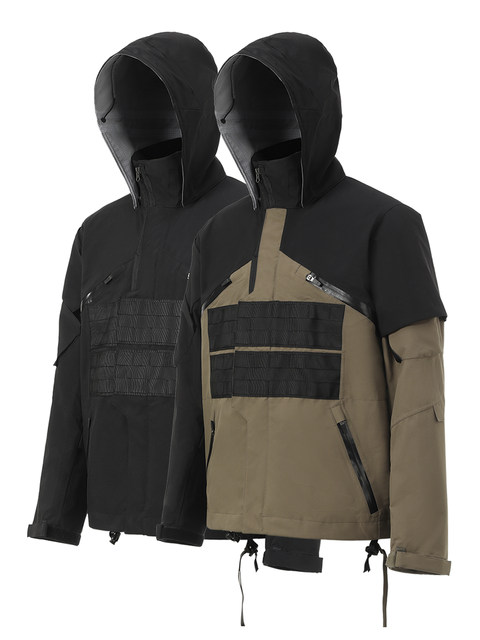 Njwn J1Wts-Gt Functional Outdoor Taped Seam Windproof and Waterproof Hooded Molle Jacket, Not Acronym