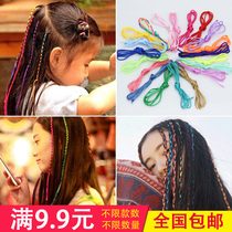 Childrens hair accessories for girls Korean version of tied head rope color tie hair rope braided long hair ribbon braid headwear