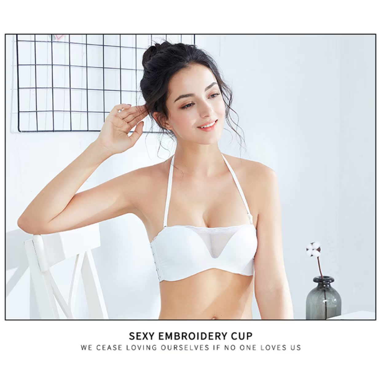 Một bên vai áo ngực quây vô hình tụ tập chống trượt trên áo lót dây quấn ngực nữ mùa hè ống chống ánh sáng áo lót bà bầu