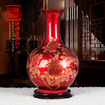 Jingdezhen ceramic vase special offer high-end Chinese red crystal glaze peony living room home decoration New house decoration
