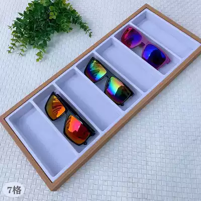 Lidless 7-grid wooden glasses display box Sunglasses sunglasses optical myopia glasses display plate display props