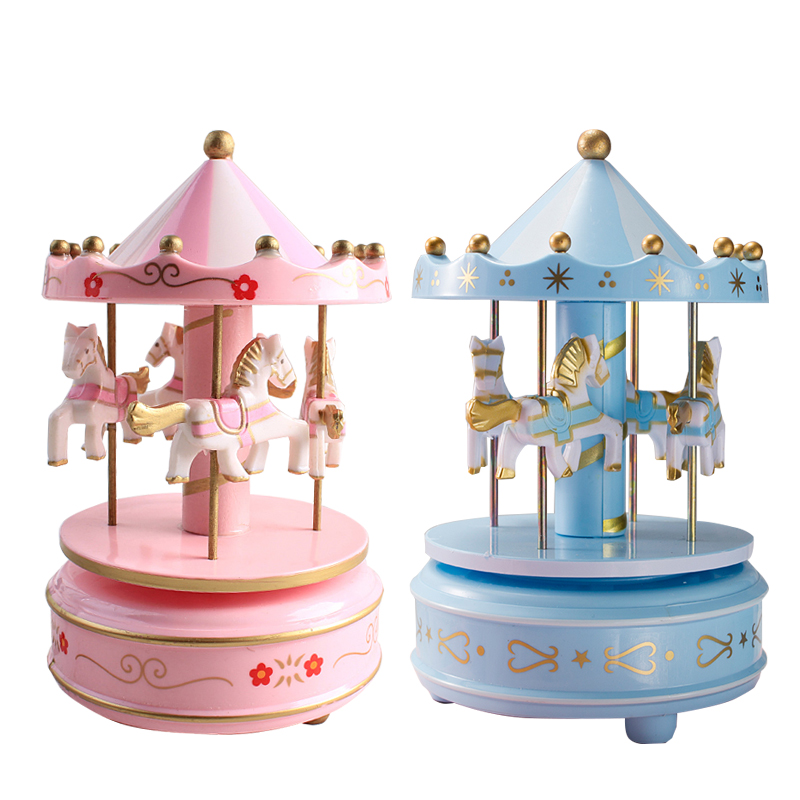 Net Red Carousel Music Box Cake Ornament Birthday Cake Party Children Gift Toys Wedding Decoration