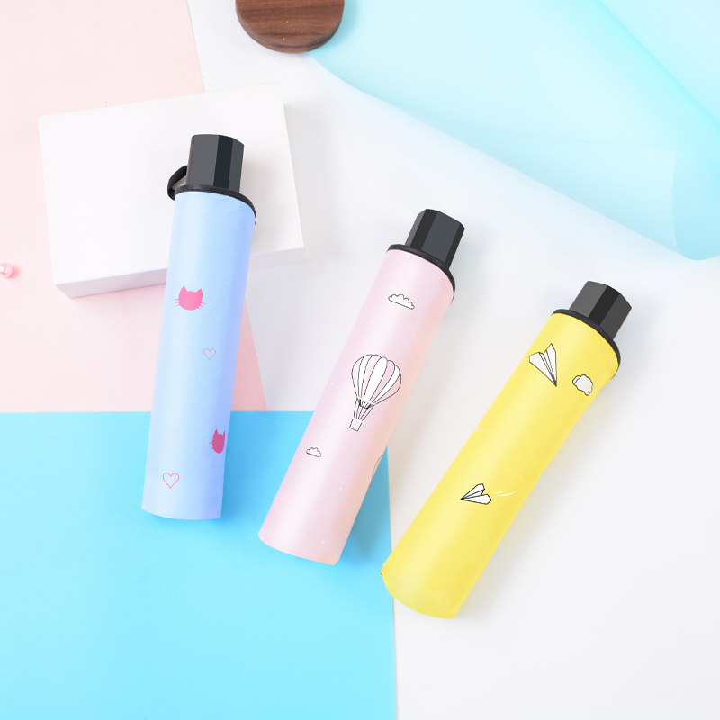 Ladies umbrella folding small umbrella sunny and rainy dual-use folding simple cartoon umbrella folding adults
