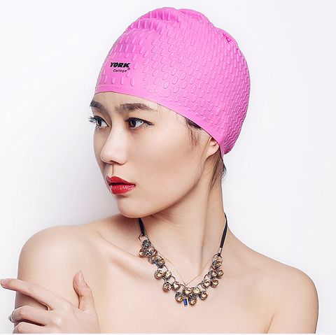 Mũ bơi silicon YORK nam và nữ cộng với đầu lớn tóc dài không thấm nước bịt tai người lớn không trượt mũ bơi phao tắm cho bé