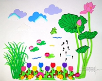 Primary school kindergarten environment layout supplies foam Lotus frog summer theme Lotus frog combination wall stickers