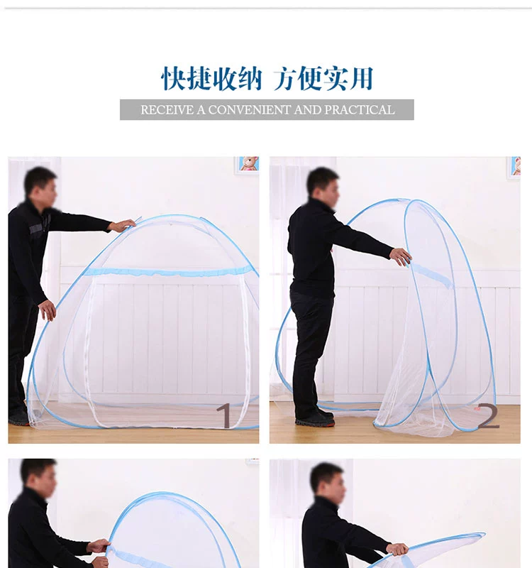 Mới lắp đặt miễn phí mẫu cửa lưới chống muỗi đôi 1,2 m 1,5m1,8m giường đôi mã hóa hộ gia đình màn thông minh gấp gọn