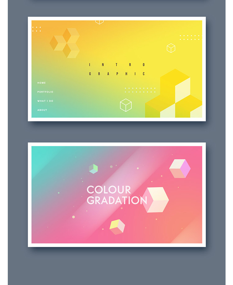 浅色科技潮流幻彩渐变几何图形多边形海报背景图PSD设计素材模板