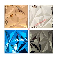 Трехмерная синяя металлическая мозаика из нержавеющей стали, в 3d формате, зеркальный эффект