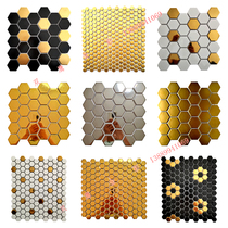 Internet celebrity light luxury golden hexagonal mosaic tiles hotel lobby background wall European round ceramic wall tiles