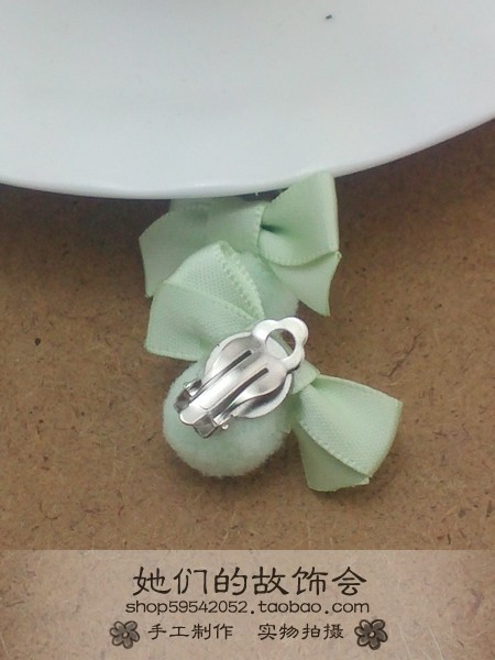 Mũ nón Phụ kiện tóc Handmade Bow Phụ kiện tóc Water Mane Rings Bông tai Hoàn thành Set Đầu xuân ấm xanh Sản phẩm mới - Nhẫn nhẫn kim cương