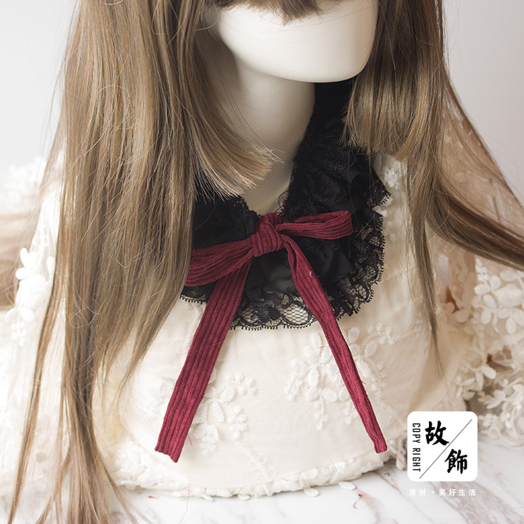 Gothic lolita ren vải to sợi tay làm tóc phụ kiện màu đen cây gai dầu ban đầu cung tiara beret