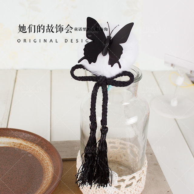 Tay giả mô phỏng bướm đen kẹp tóc DIY tua phụ kiện tóc LOLITA kẹp tóc kẹp tóc trang sức của họ - Phụ kiện tóc dây buộc tóc đẹp