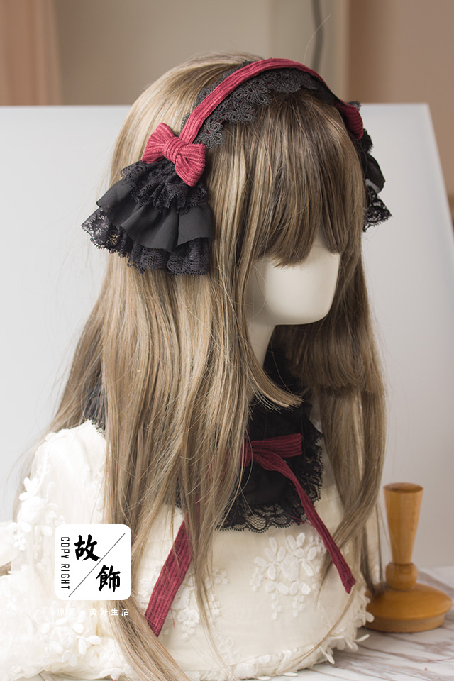 Gothic lolita ren vải to sợi tay làm tóc phụ kiện màu đen cây gai dầu ban đầu cung tiara beret