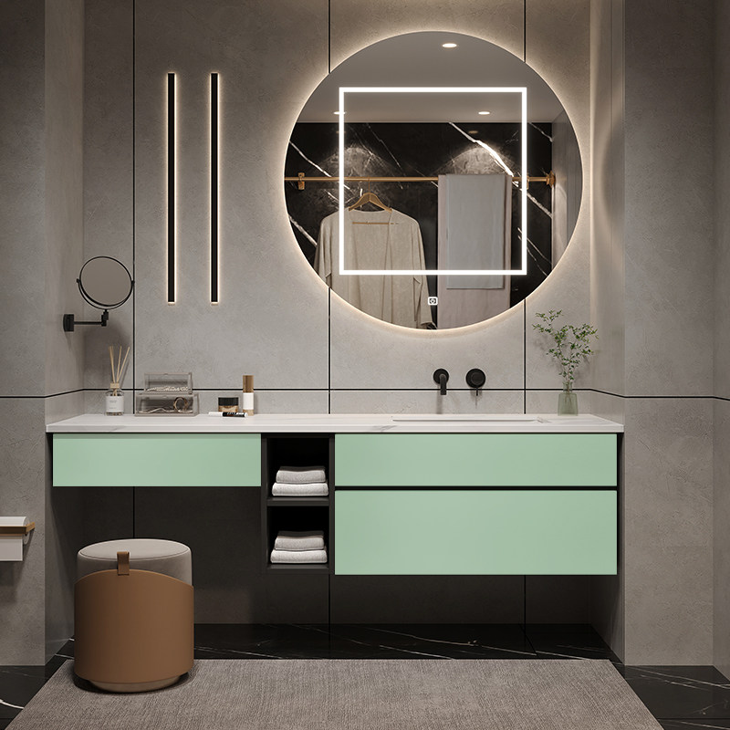 Rock board bathroom cabinet combination modern simple light luxury dressing room wash table washbasin cabinet sink Bath Cabinet