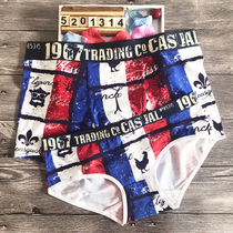 (2 packs) couples underwear cotton modal Plaid men and women personality creative sexy tide bottoms gift box