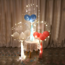 Net Red birthday scene layout wave ball full transparent balloon wedding decoration luminous table floating empty with lamp column