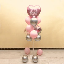 Girl birthday English happy birthday love aluminum film column pink balloon decoration scene layout