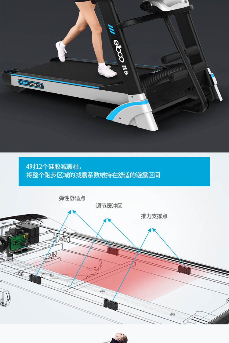 Máy chạy bộ ELBOO Yibu của Đức cực kỳ yên tĩnh đa chức năng gấp V3 thiết bị tập thể dục trong nhà - Máy chạy bộ / thiết bị tập luyện lớn máy chạy bộ trả góp