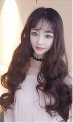 Real hair wig female long curly hair big wave fluffy natural lifelike pear flower head U-shaped half head long straight hair