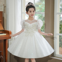 Girls dress princess dress summer childrens performance clothing little girl festival host light luxury high-end flower girl princess dress