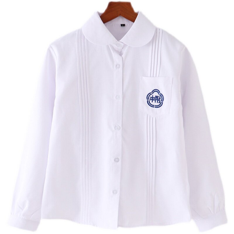 Taiwan epidour shirt with the same school uniform DK attached embroidery JK white shirt short sleeve blouses short sleeve male and female summer