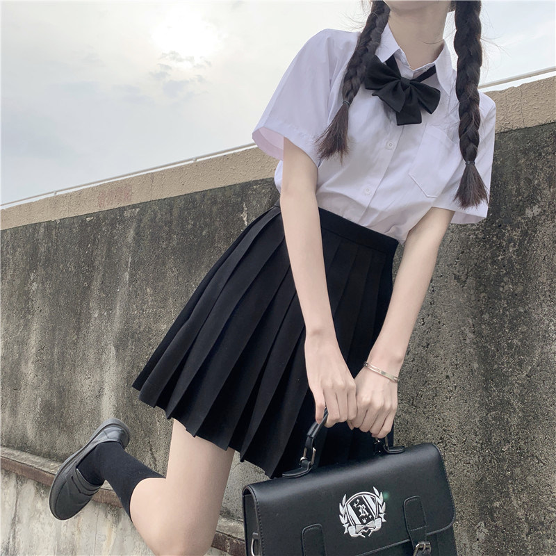 Summer basic black cyanotic JK skirt genuine solid color children pleated skirt skirt women's a-shaped skirt